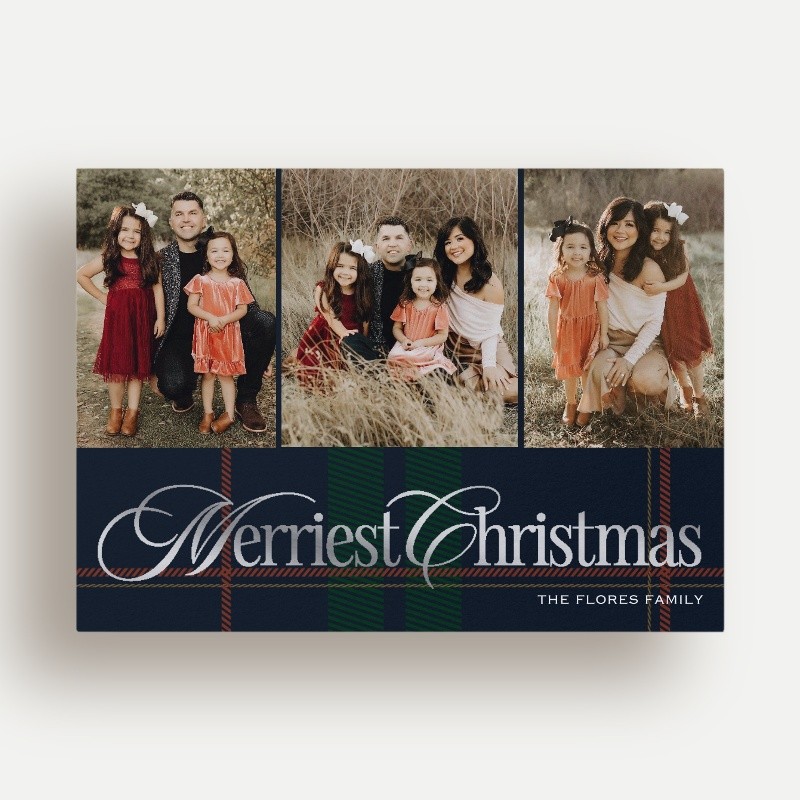 Preppy Plaid Holiday Card Preppy Plaid 5x7 Gray Holiday Card
