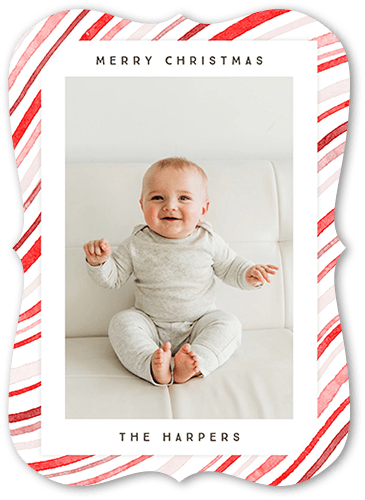 Merry Candycane 5x7 White  Holiday Card