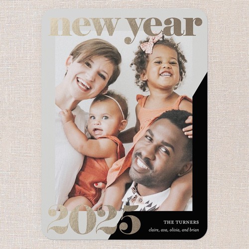 Diagonal Colorblock 5x7 Gray  New Year's Card