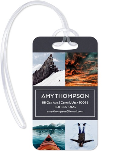 Travel Monogram 2x4 Gray  Luggage Tag