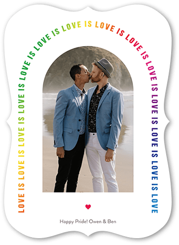 Typographic Rainbow 5x7 White  Pride Card