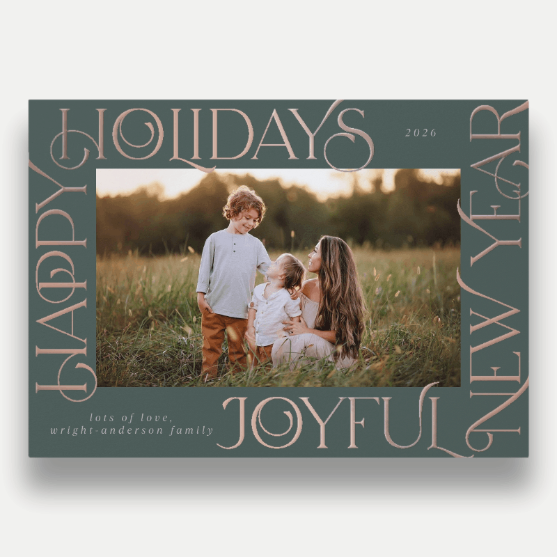 Word Frame Holiday Card Word Frame 5x7 Green Holiday Card