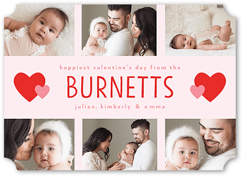 Hearty Wishes 5x7 Pink  Valentine's Day Card