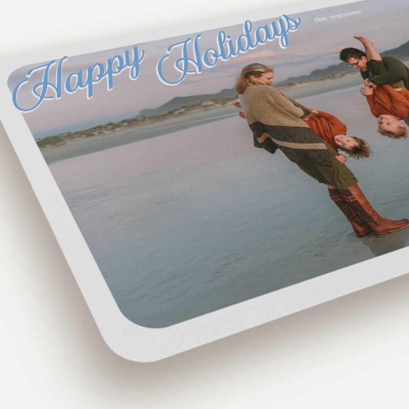 Classic Script Frame Holiday Card Classic Script Frame 5x7 Blue Holiday Card