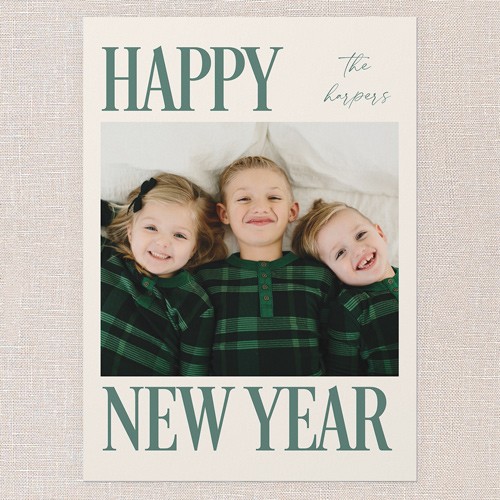 Green And Gold New Year Greeting Cards