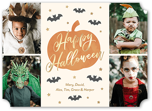 Whimsy Pumpkin 5x7 Beige  Halloween Card