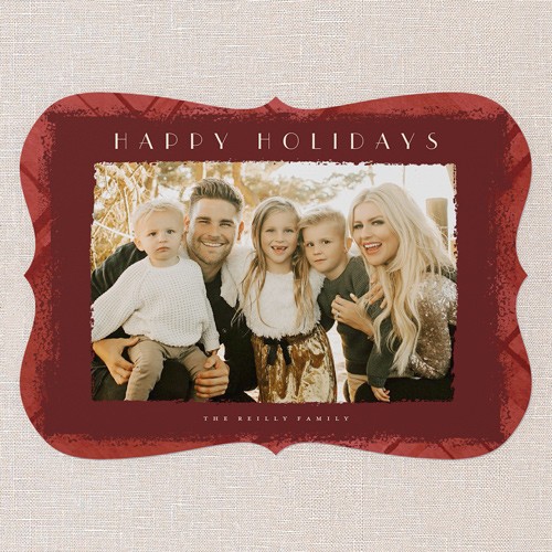 Speckled Plaid 5x7 Red  Holiday Card