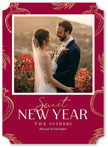 Pomegranate Pattern 5x7 Red  Rosh Hashanah Card