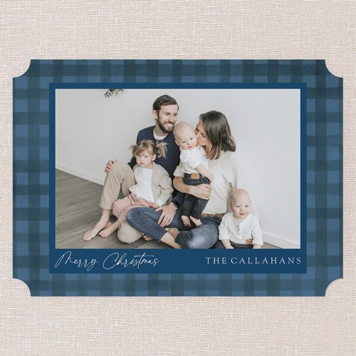 Pleasant Plaid 5x7 Blue  Holiday Card