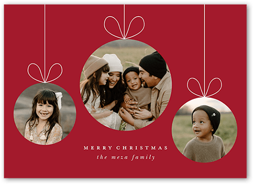 Ornament Setting 5x7 Red  Holiday Card