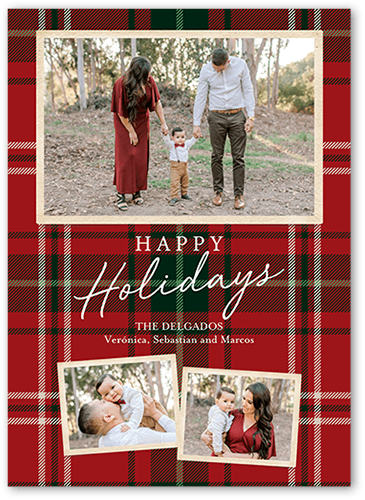 Tartan Wrapped 5x7 Red  Holiday Card
