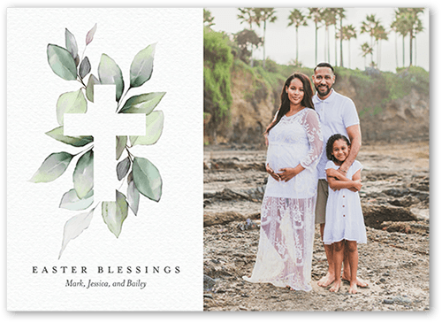 Garland Cross 5x7 White  Easter Card