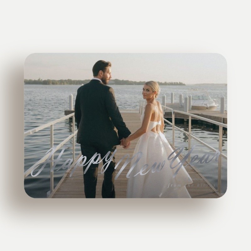 Oversized Script Holiday Card Oversized Script 5x7 Blue Holiday Card