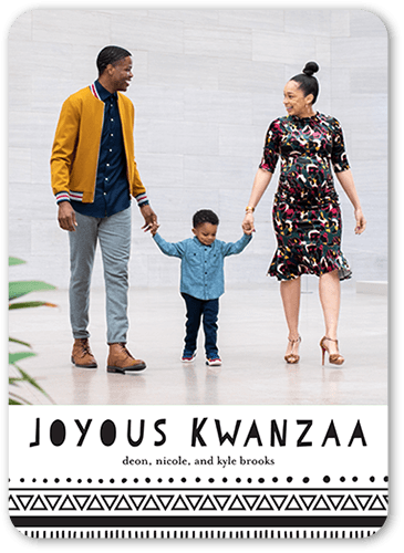 Patterned Joy 5x7 Black  Kwanzaa Card