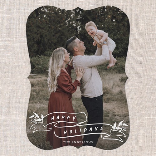 Festive Flourish 5x7 White  Holiday Card