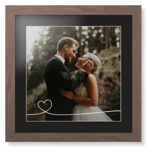 Framed Prints: Heart Line Art Walnut Contemporary Frame Black Top Mat White Bottom Mat 16x16 White 1 Photo Shutterfly