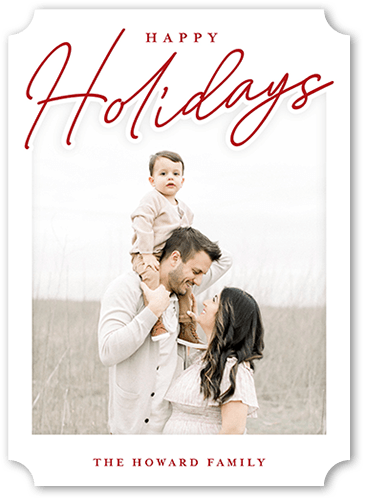 Shaped Script 5x7 White  Holiday Card