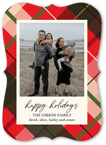 Playful Plaid 5x7 Red  Holiday Card