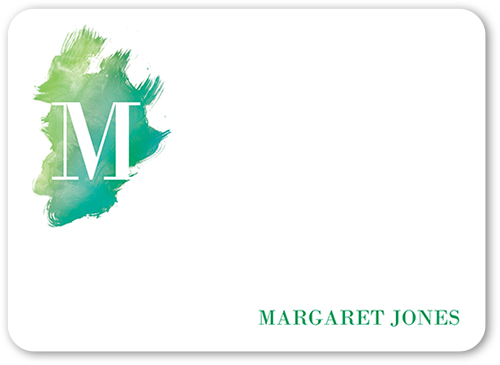 Personalized Note Cards: Painted Initial 5x7 Flat Green Signature Smooth Cardstock Rounded Shutterfly