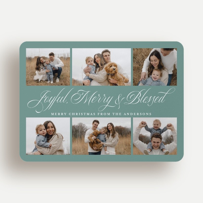 Elegant Script Trio Religious Christmas Card