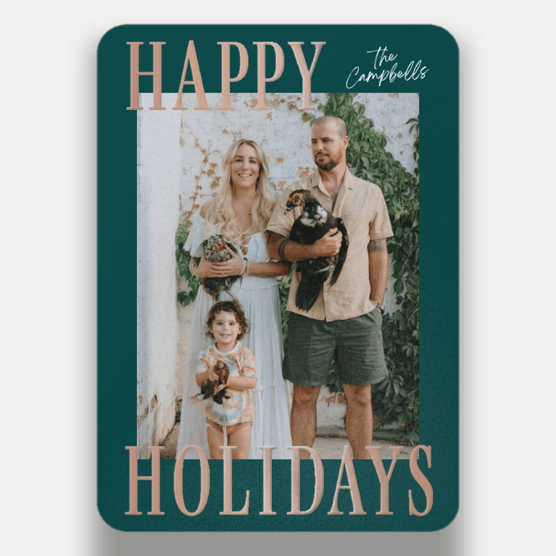 Bold Serif Holiday Card Bold Serif 5x7 Teal Holiday Card
