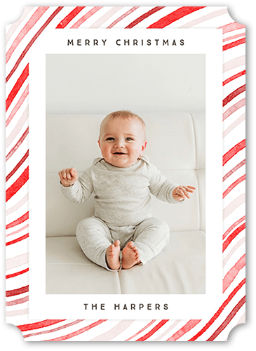 Merry Candycane 5x7 White  Holiday Card