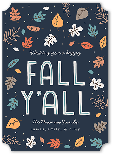 Happy Fall Yall 5x7 Blue  Thanksgiving Card