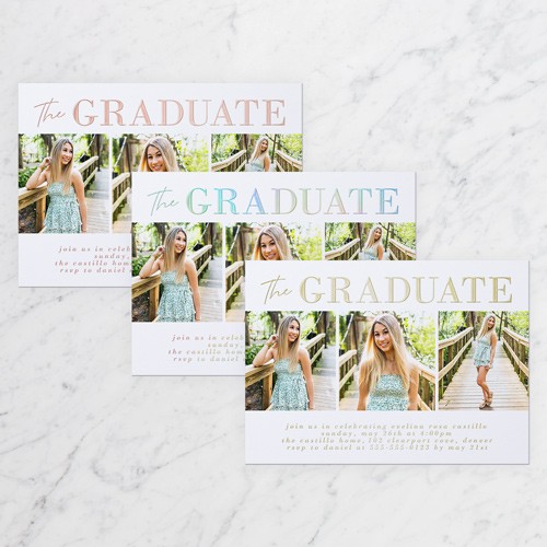 Shining Style 5x7 Green  Graduation Invitation