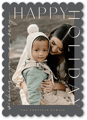 Soft Type 5x7 Gray  Holiday Card