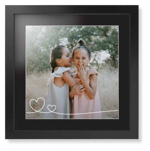 Framed Prints: Double Heart Line Art Black Contemporary Frame Black Top Mat White Bottom Mat 16x16 White 1 Photo Shutterfly