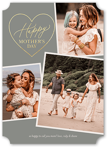 Mother's Day Cards: Stacked Frames Mom 5x7 Flat Gray 5+ Photos Pearl Shimmer Cardstock Ticket Shutterfly