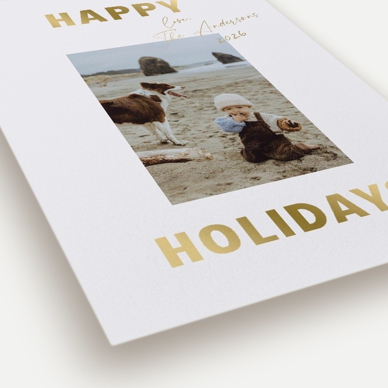 Modern Signature Holiday Card Modern Signature 5x7 Beige Holiday Card