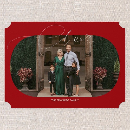 Rounded Cheer 5x7 Red  Holiday Card