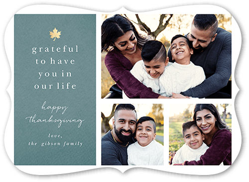 Little Maple Leaf 5x7 Blue  Thanksgiving Card