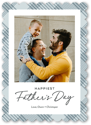 Hemmed Border 5x7 Gray  Father's Day Card
