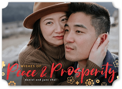 Blossoms And Peace 5x7 Red  Lunar New Year Card