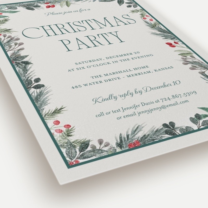 Botanical Border Holiday Invitation