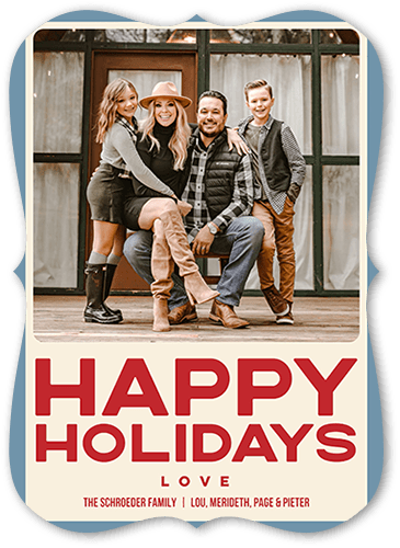 Vintage Joyous 5x7 White  Holiday Card