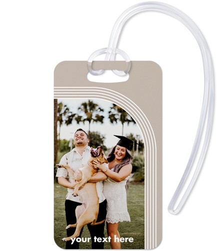 Arched Border 2x4 Beige  Luggage Tag
