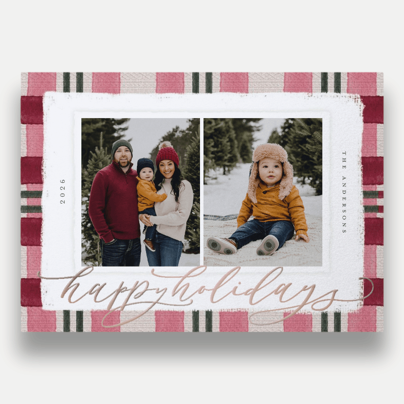 Signed Plaid Holiday Card