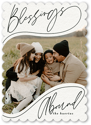 Blessings Script 5x7 Green  Holiday Card