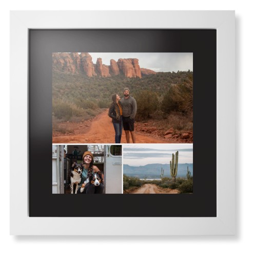Framed Prints: Gallery of Three Portrait White Contemporary Frame Black Top & Bottom Mat 12x12 3 Photos Shutterfly