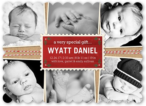 Special Gift 5x7 Red  Birth Announcement