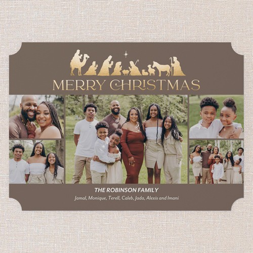 Noble Nativity 5x7 Red  Religious Christmas Card