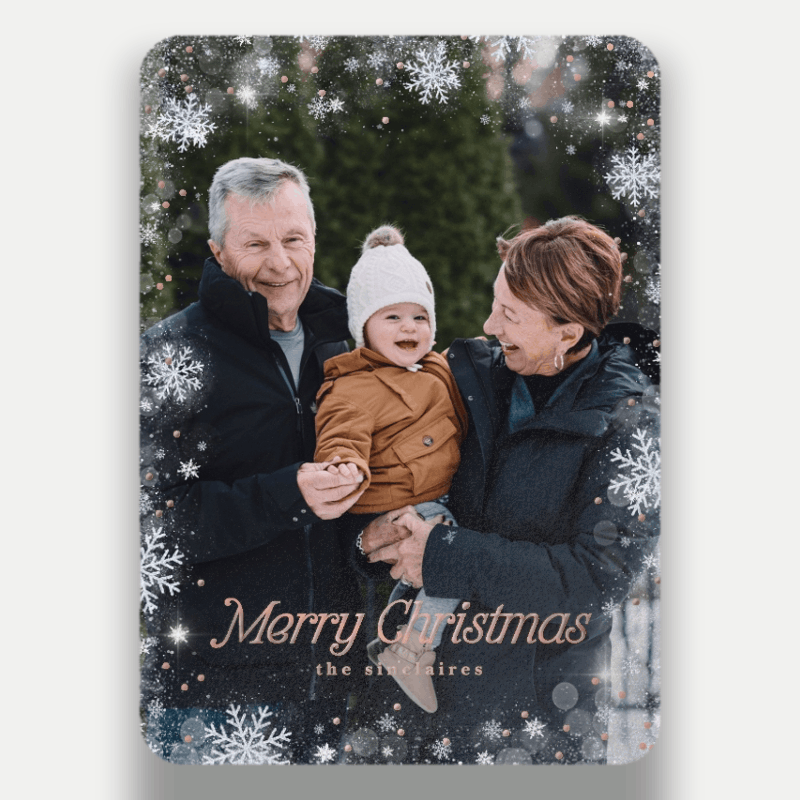 Falling Snowflakes Holiday Card Falling Snowflakes 5x7 White Holiday Card