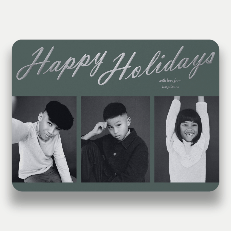 Bold Script Holiday Card Bold Script 6x8 Green Holiday Card