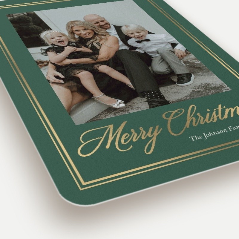 Script Border Holiday Card Script Border 5x7 Green Holiday Card
