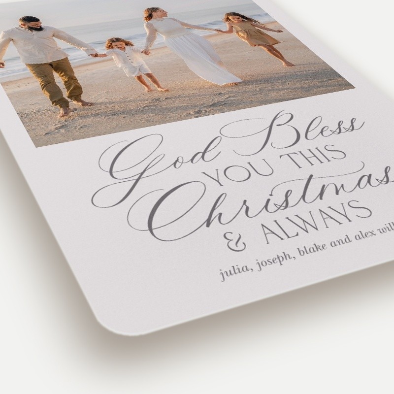 Blessed Script Religious Christmas Card