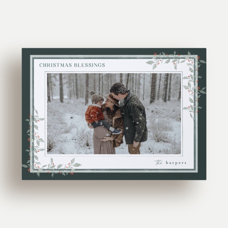 Religious Christmas Cards: Climbing Vines 5x7 Landscape Flat Green 1 Photo Standard Smooth Cardstock Square Shutterfly