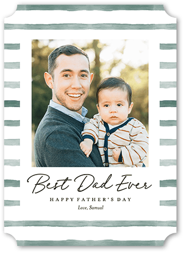 Watercolor Stripes 5x7 Green  Father's Day Card